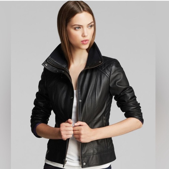 COLE HAAN LEATHER JACKET XS - Picture 1 of 16